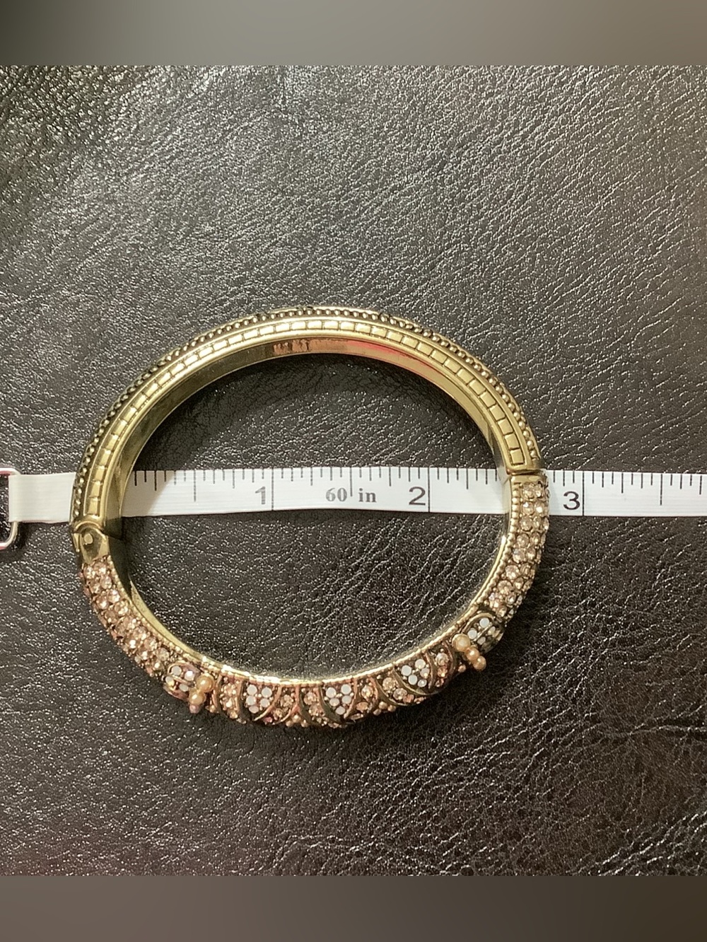 Heidi Daus Gold-Tone Pave Crystal & Pearl Bangle Bracelet - Picture 5 of 7